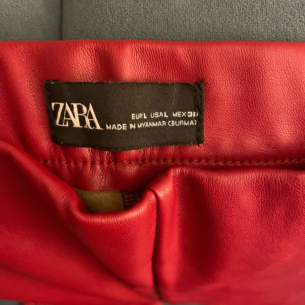 Zara liquid leather red pant